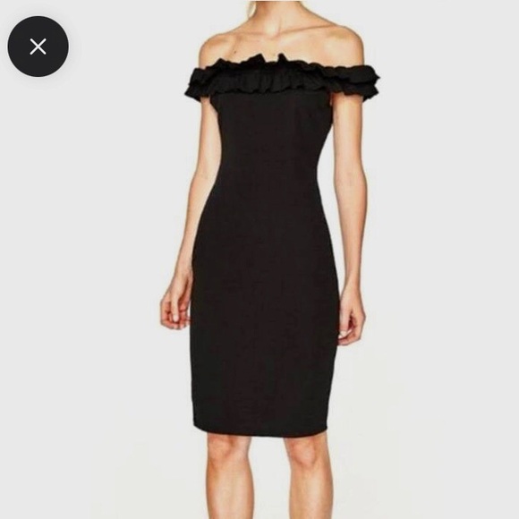ZARA TRAFALUC OFF THE SHOULDER BODYCON MIDI DRESS - Picture 7 of 14